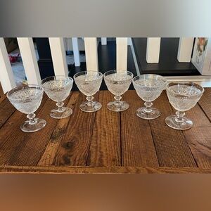 Vintage Clear Glass Goblets Set (6)